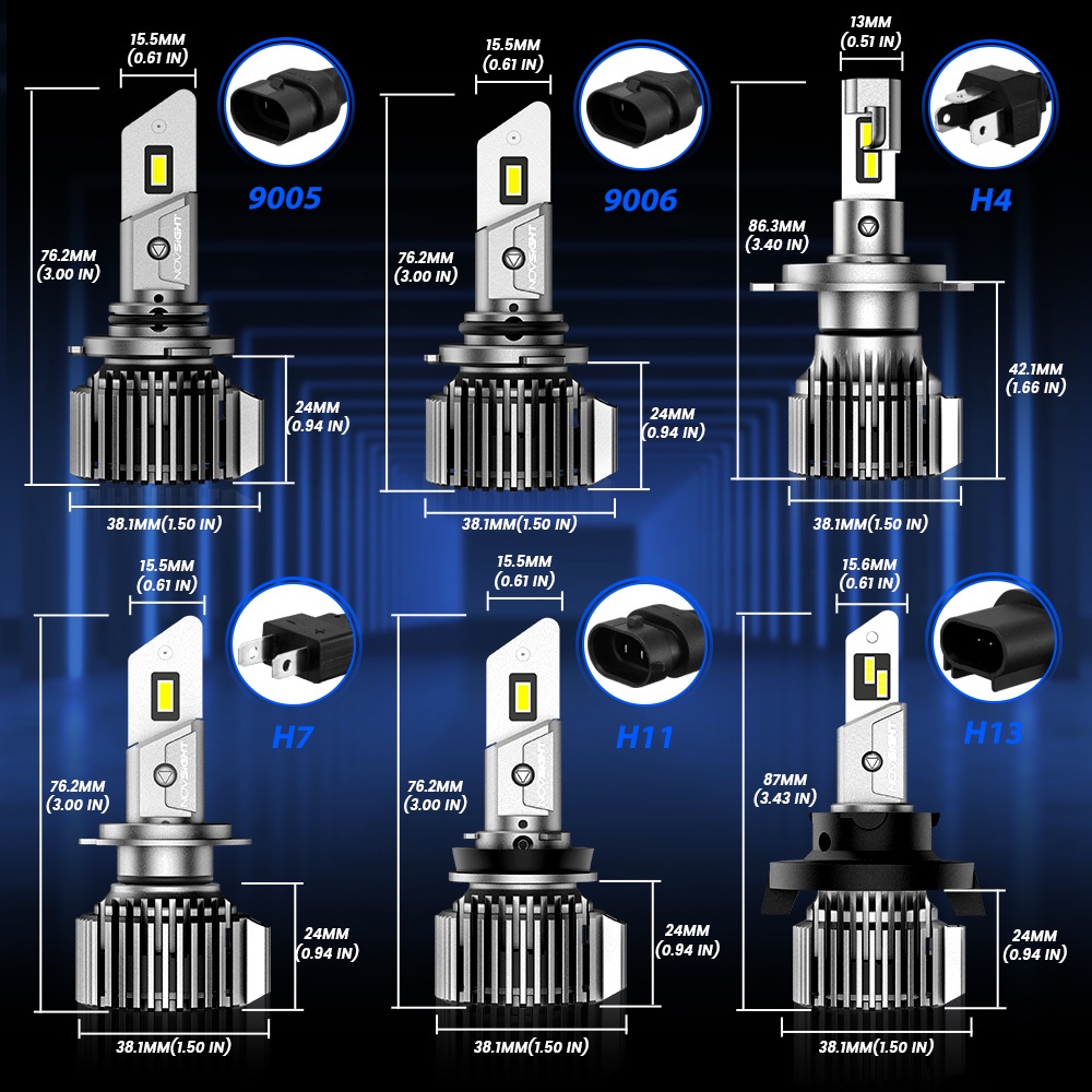 Đèn pha LED NOVSIGHT N52 H4 H11 H7 HB3 HB4 100W 20000LM 6500K siêu sáng cho xe hơi