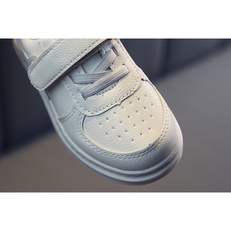 Giày trắng trẻ em GA15 - Giầy thể thao trắng cho bé trai bé gái da mềm khỏe khoắn năng động chống trơn đi học biểu diễn