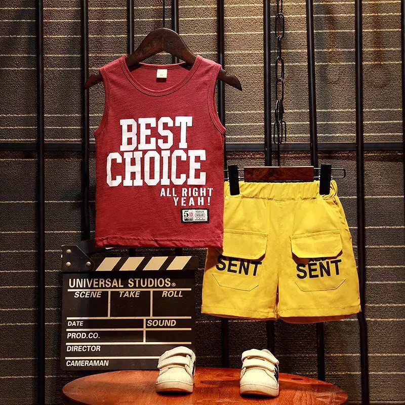 Bộ Áo Thun Sát Nách + Quần Đùi Thời Trang Mùa Hè Cho Bé Trai