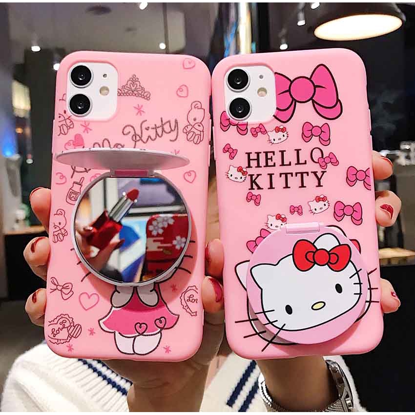 Casing Soft Case TPU REALME 7i C17 C15 C11 7 oppo a31 a3s A12E / A5 A5S A7 A9 A93 f11 A12 A15 / F9 / F9 Pro F5 / F1s / a37 / a83 / A53 A32 A52 A92 Motif Hello Kitty Mirror Case