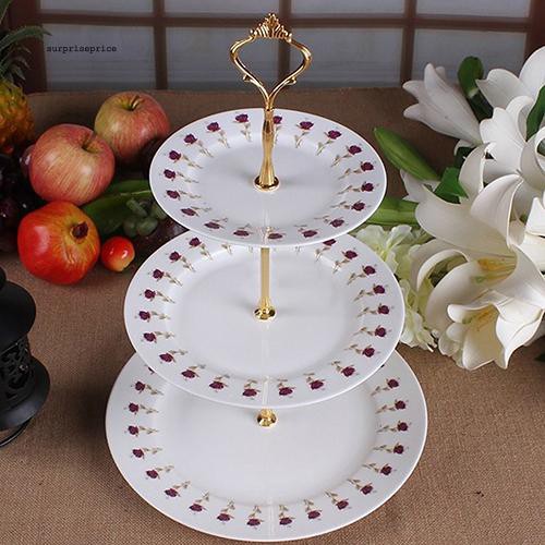 Set khay đựng bánh tráng miệng 3 tầng cho tiệc cưới không bao gồm đĩa