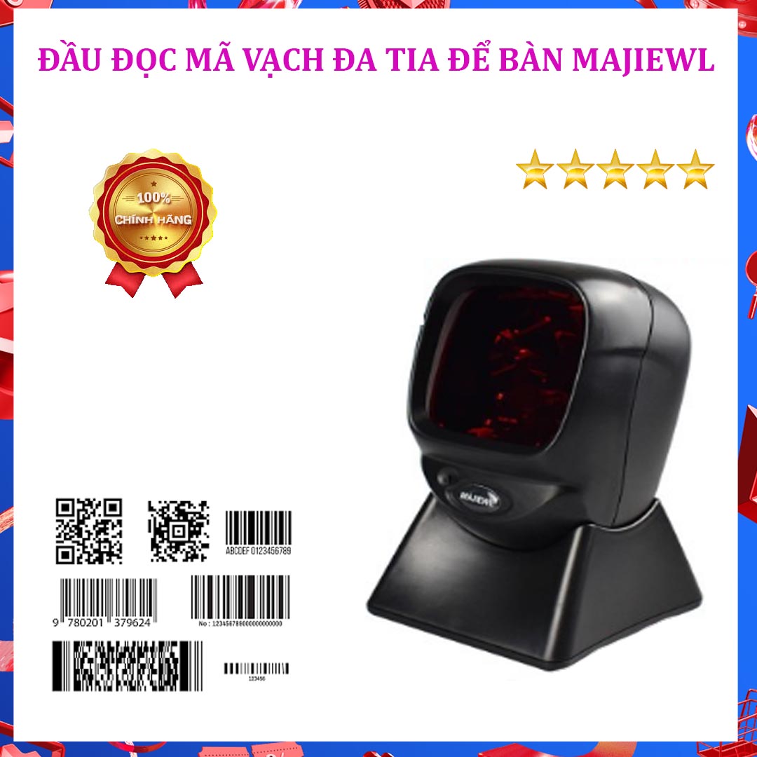 Máy kiểm tra mã vạch, Đầu đọc mã vạch đa tia để bàn MAJIEWLsử dụng máy bán barcode đơn giản - Bảo hành uy tín 1 đổi 1