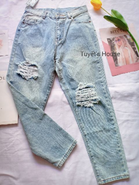 QUẦN BAGGY JEANS RÁCH TUYẾT'S HOUSE