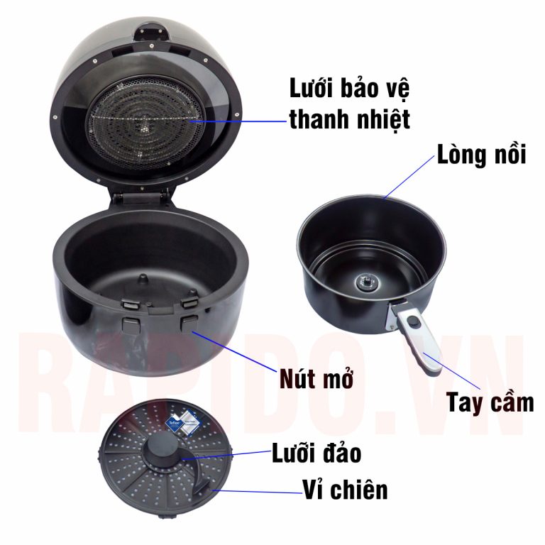 Nồi chiên không dầu RAPIDO RAF6.5M dung tích 6.5L công suất 1800W giúp bạn tiết kiệm công sức và thời gian nấu nướng