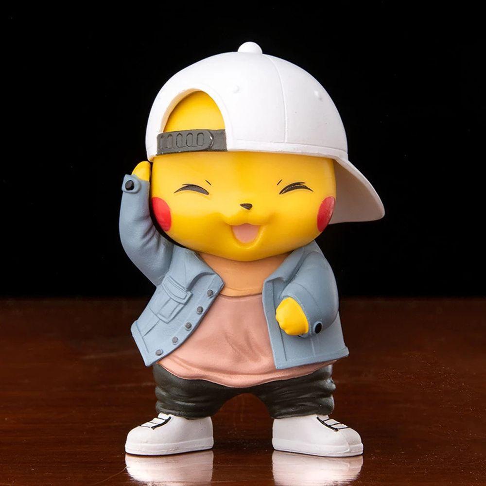 Mô Hình Nhân Vật Pikachu Mặc Áo Denim PVC 8cm Dễ Thương Cho Bé