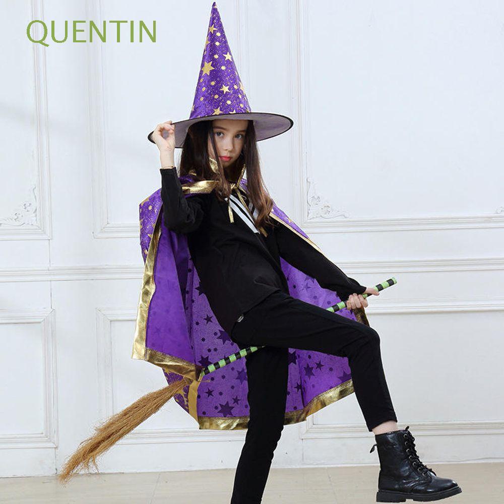 Bộ đồ hóa trang phù thủy kèm mũ phù thủy nhiều màu sắc cho bé dịp Halloween