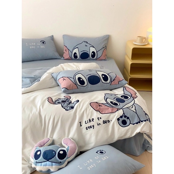 Set Chăn Ga Cotton Linen IGUN BEDDING Hoạt Hình Tặng Kèm Gối Bông