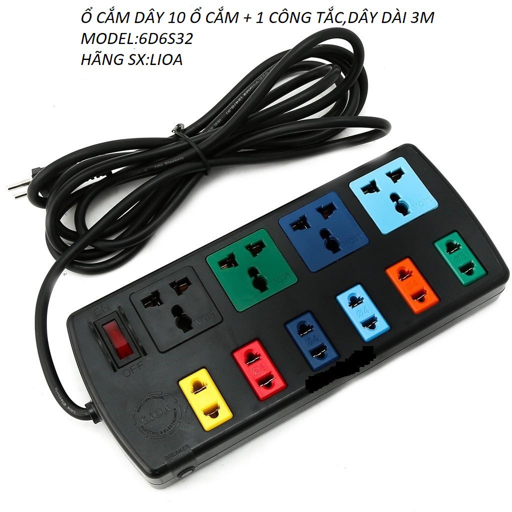 ✎❀▲Ổ CẮM ĐIỆN 10 LỔ LIOA,Ổ DÂY ĐA NĂNG 4D6S32