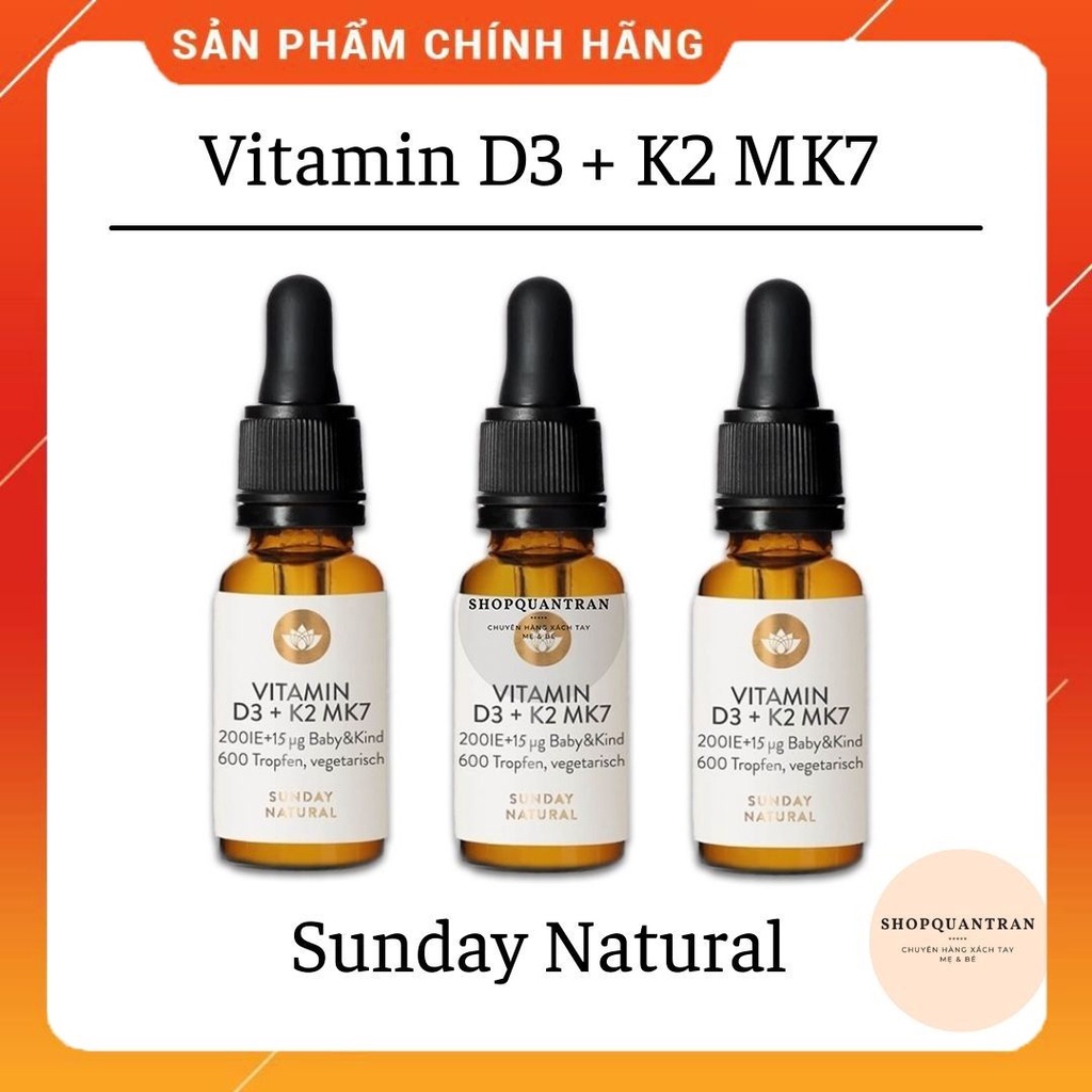 Vitamin D3 K2 MK7 Sunday Natural Đức 20ml (Date 2023) Chính Hãng