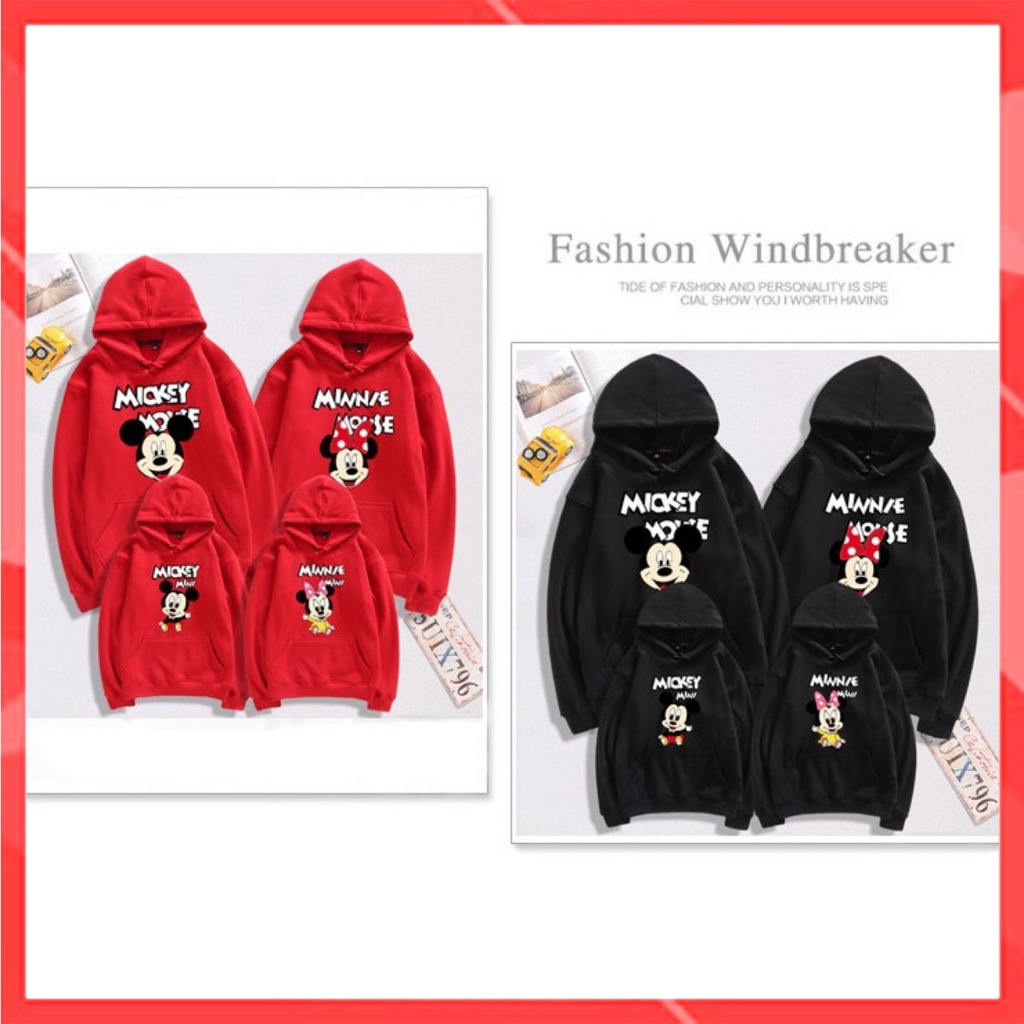 Áo Hoodie Gia Đình Familylove - Áo Hoodie Nón/Túi Mickey Dễ Thương Chất Liệu Nỉ Da Cá Cao Cấp