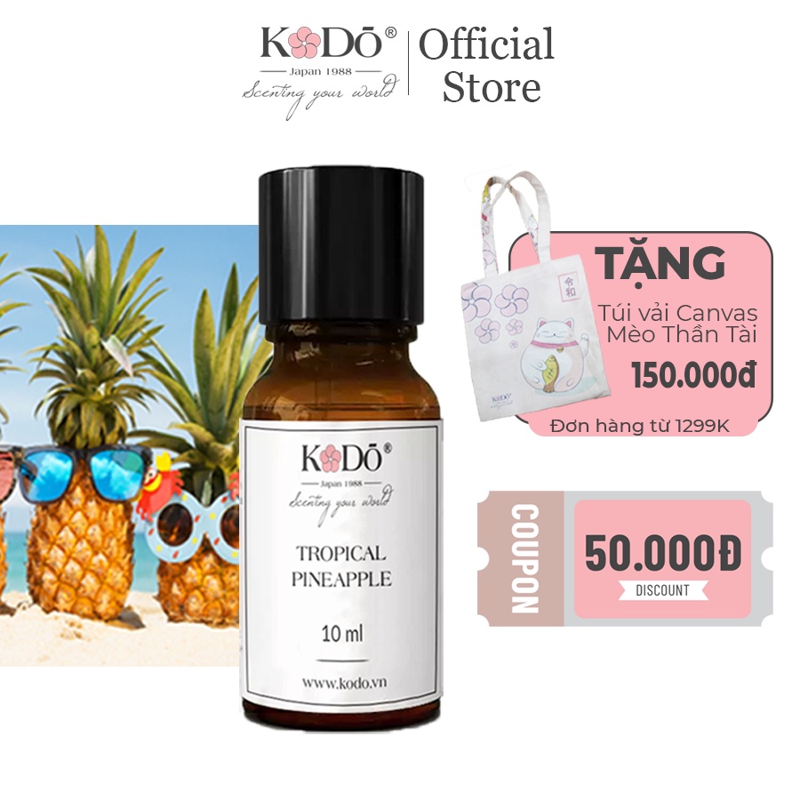 Tinh Dầu Nước Hoa Nhập Khẩu, Thơm Phòng Kodo Hương Tropical Pineapple - Nguyên Chất - 3 Tầng Hương Độc Đáo - 10ml/50ml/1