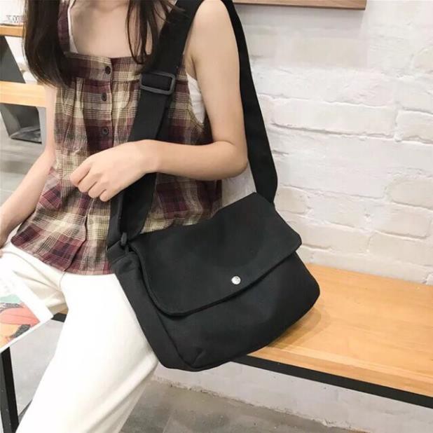 Túi vải tote canvas nữ đeo chéo unisex ulzzang basic trơn Hàn Quốc siêu xinh đi học