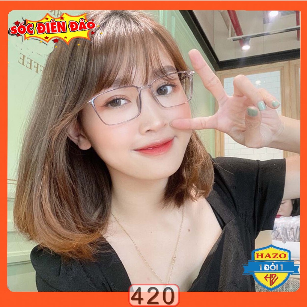 Mắt Kính Giả Cận Gọng Dẻo Hàn Quốc Tr2222 K420 Form Vuông Cực Đẹp - Hazo