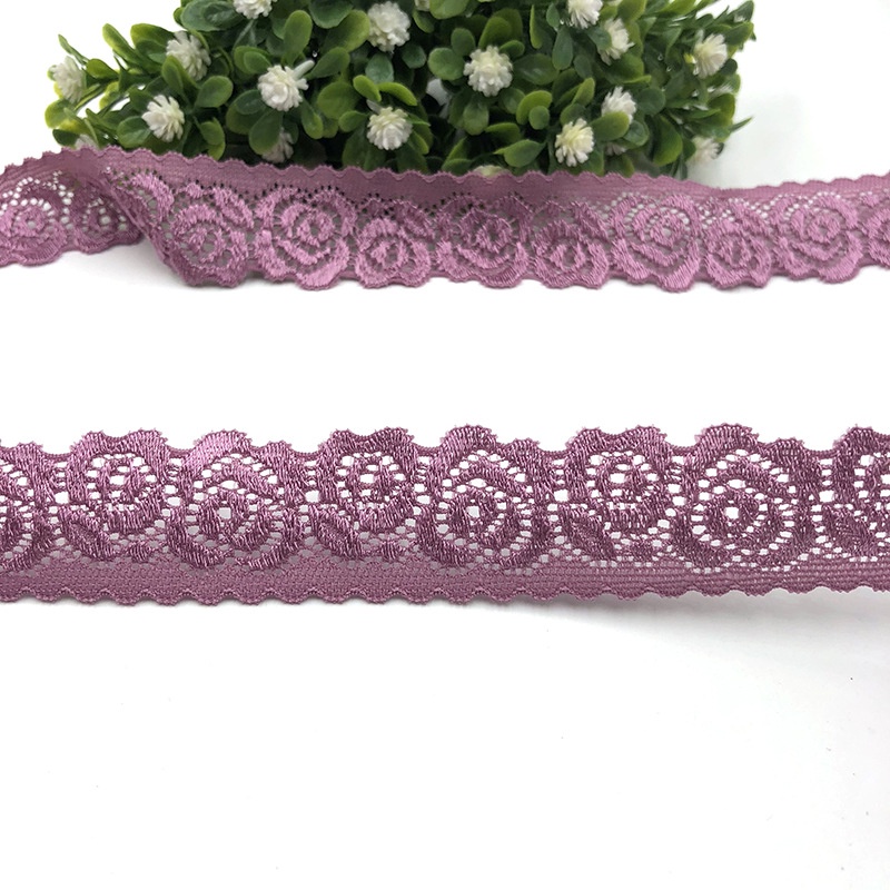 1 Mét Vải Ren Hoa Hồng 2.5cm Co Dãn Trang Trí Đa Dụng Chất Lượng Cao Elle