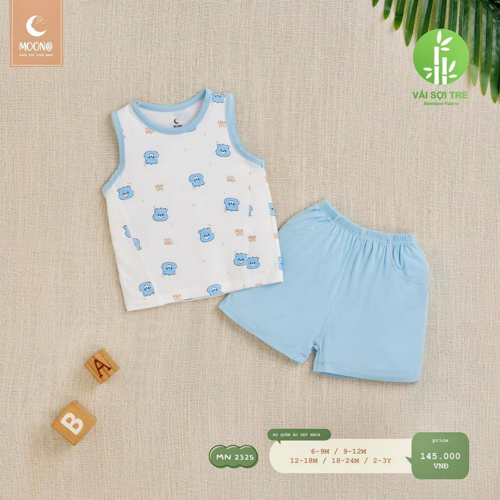 [CHÍNH HÃNG] Bộ quần áo sát nách trẻ em sợi tre mềm mại họa tiết đáng yêu Moon