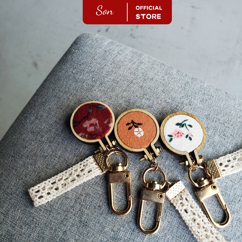Móc Khóa Handmade Bọc Vải Phong Cách Vintage