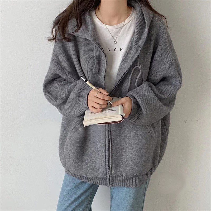 Áo khoác len tăm nam nữ dài tay mũ trùm dây rút form rộng ♥ Hoodie nỉ zip nhiều màu pastel ♥ | BigBuy360 - bigbuy360.vn