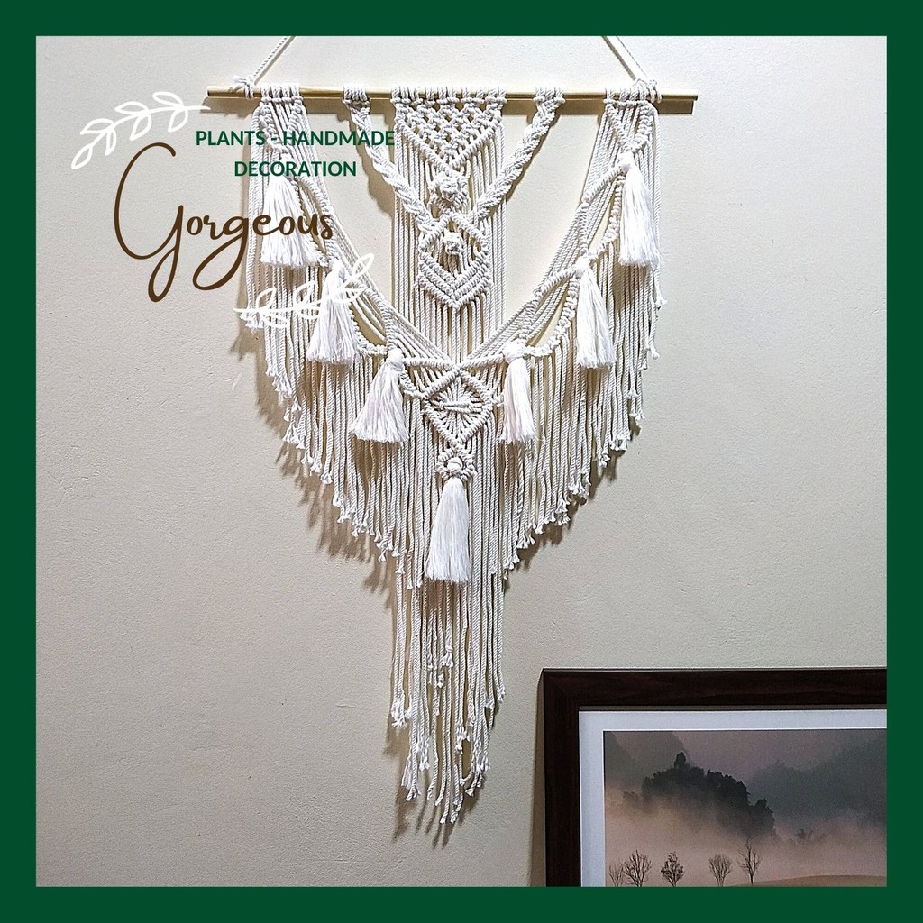 - Mành treo Rèm treo tường Macrame 50*80cm trang trí decor phòng vintage