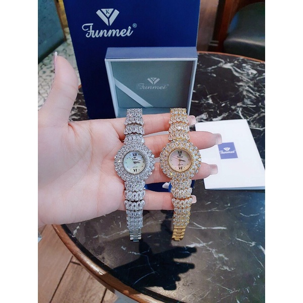 Đồng hồ nữ FUNMEI giọt nước chính hãng máy Nhật Miyota đính đá swarovski chắc chắn full box thẻ bảo hành 12 tháng