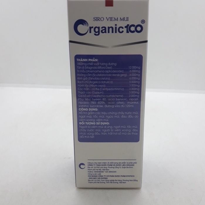 Siro Viêm Mũi Organic 100 - Lọ 125ml