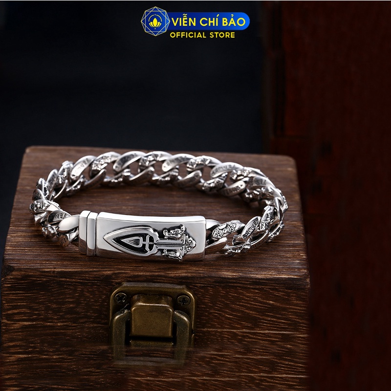 Lắc tay bạc nam Lục Tự Chùy Kim Cang chất liệu bạc 925 thời trang phụ kiện trang sức nam Viễn Chí Bảo L100183