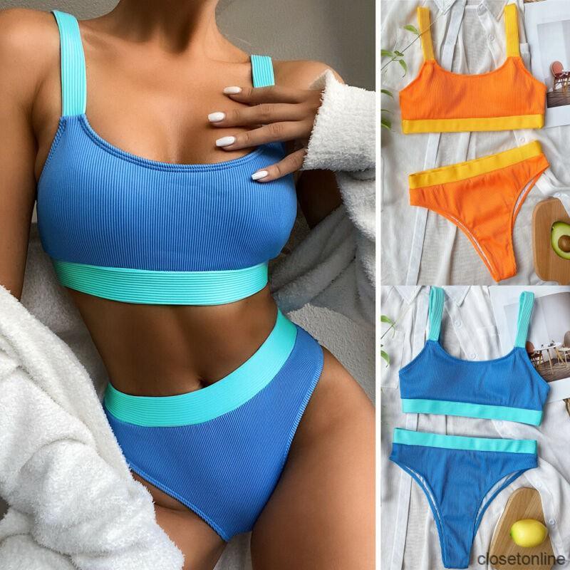 Bikini 2 Mảnh Lưng Cổ áo vuông eo cao gợi cảm độn lên gom lại Cao Gợi Cảm Cho Nữ