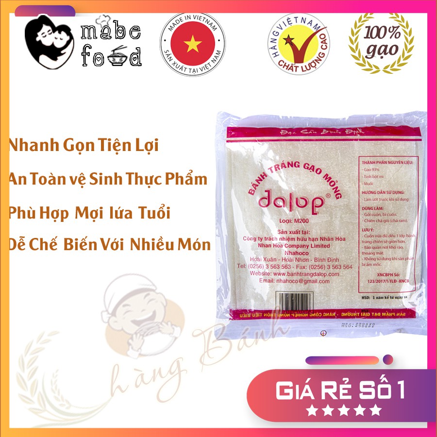 Bánh tráng nướng gạo mỏng Nội địa Dalop , Combo 5 bịch, tiện lợi tiệc tùng, ăn vặt 1 bịch 25 miếng, Mabe Food