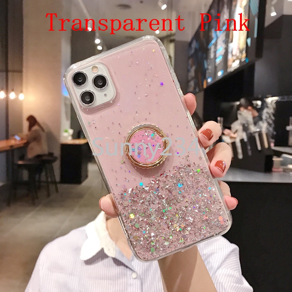 Ốp điện thoại mềm kim tuyến có nhẫn đỡ cho Vivo S1 Pro Y19 V7 Plus Y17 Y15 Y12 Y53 Y55 Y55S Y71 Y91C Y95
