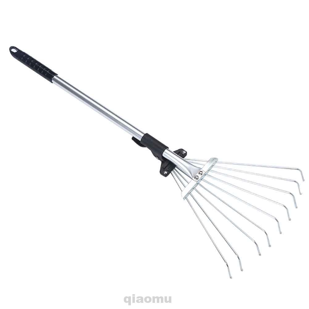 Telescopic Garden Rake 9 Teeth Yards Hand Tool Agriculture Collect Loose Debris