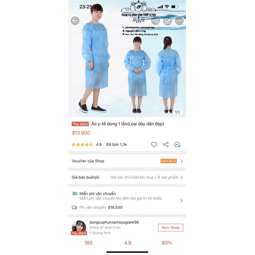 Áo choàng y tế dùng 1 lần