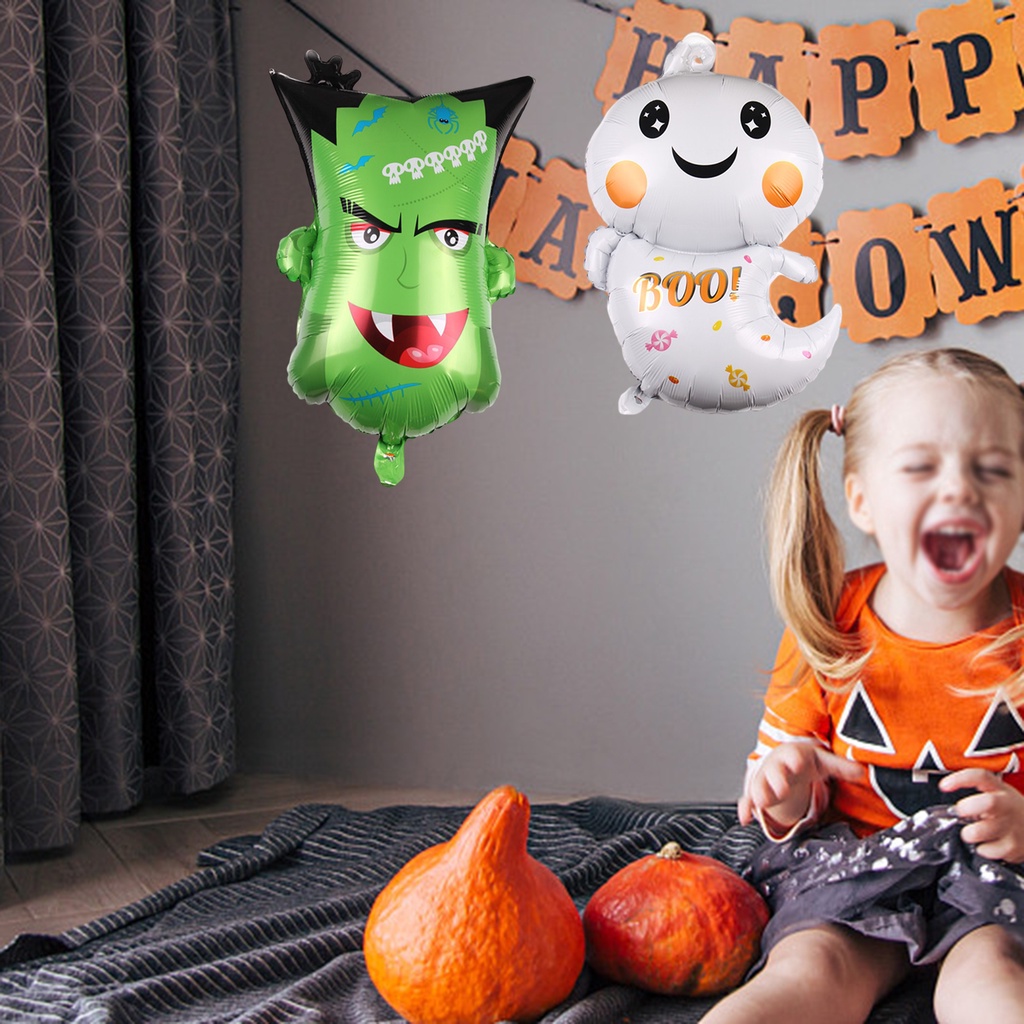 Bong Bóng Nhôm Hình Ma Bí Ngô Nhện Bí Ngô Dày Dặn Chống Rò Rỉ Trang Trí Tiệc Halloween