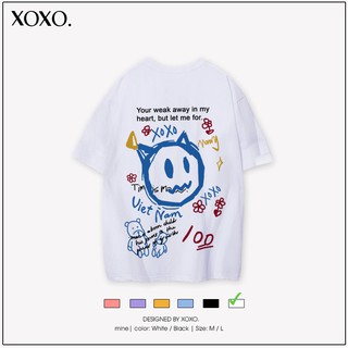 Áo thun tay lỡ form rộng dáng unisex  XOXO phong cách Nelly Ulzzang in hình xoxo2