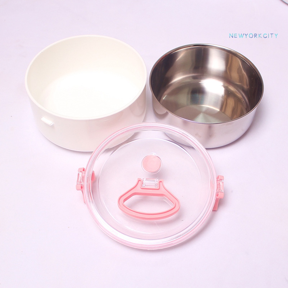 Hộp Đựng Thức Ăn Trưa Hình Tròn Bằng Thép Không Gỉ Chống Rò Rỉ Có Nắp Đậy