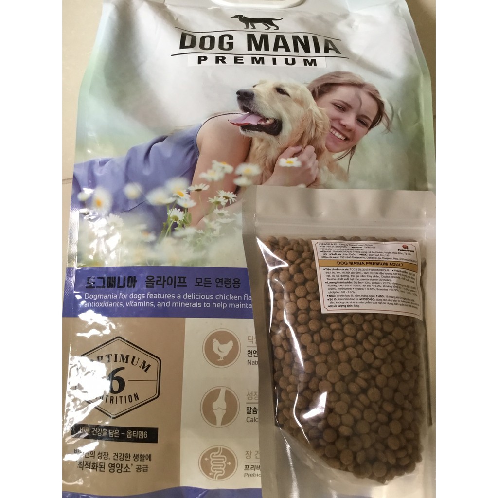 THỨC ĂN CHÓ HÀN QUỐC MỌI LỨA TUỔI - DOG MANIA 1KG TÚI ZIP BẠC