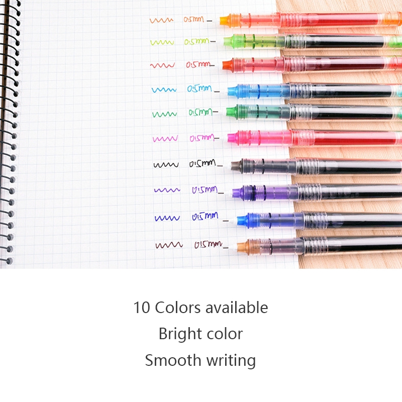 Bút mực gel cỡ lớn ngòi 0.5mm dài 13cm gồm 10 màu