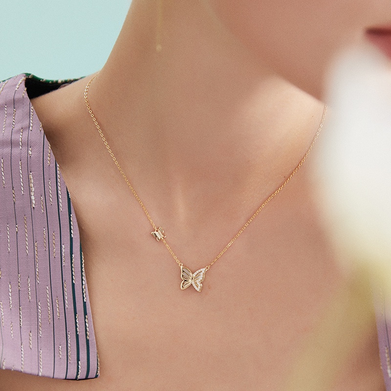 Vòng cổ BAMOER bạc 925 hình bướm thời trang xinh xắn cho nữ