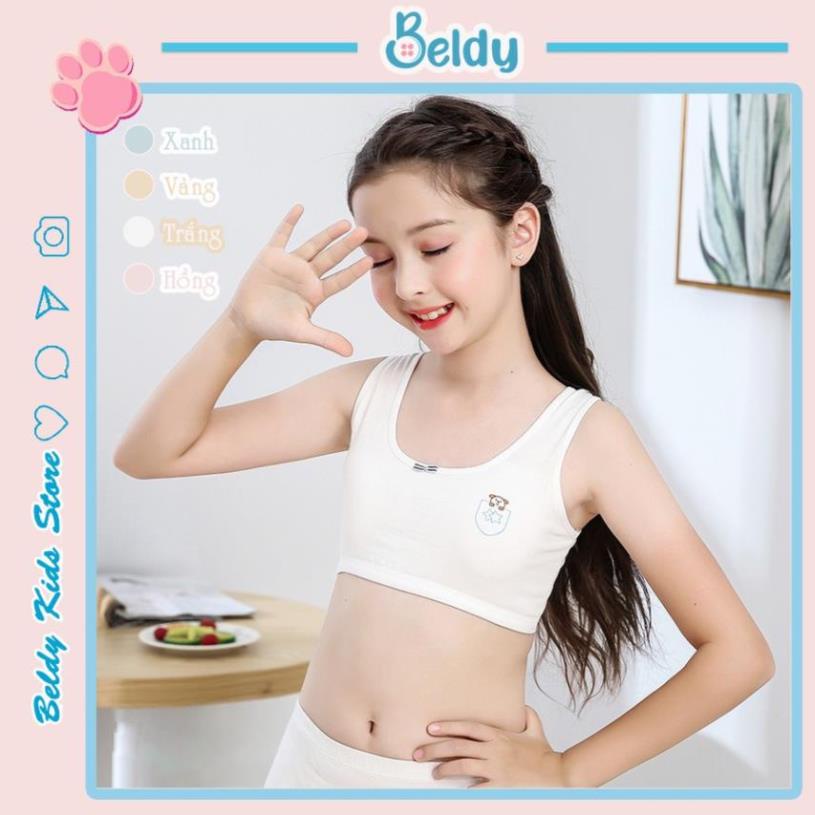 Áo lá học sinh có mút, Áo Bra bé gái cotton có đệm mút  Lypeo  Fashion BB