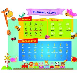 Decal dán tường bảng phonic chart 60x90cm