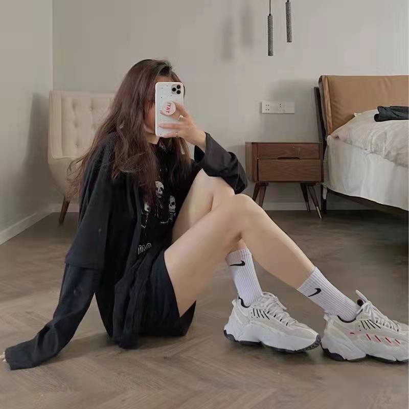 Tất nam nữ cổ cao thể thao nam nữ , tất cổ nhún phong cách hàn quốc nhiều màu, vớ nike hàng dệt kim VNXK