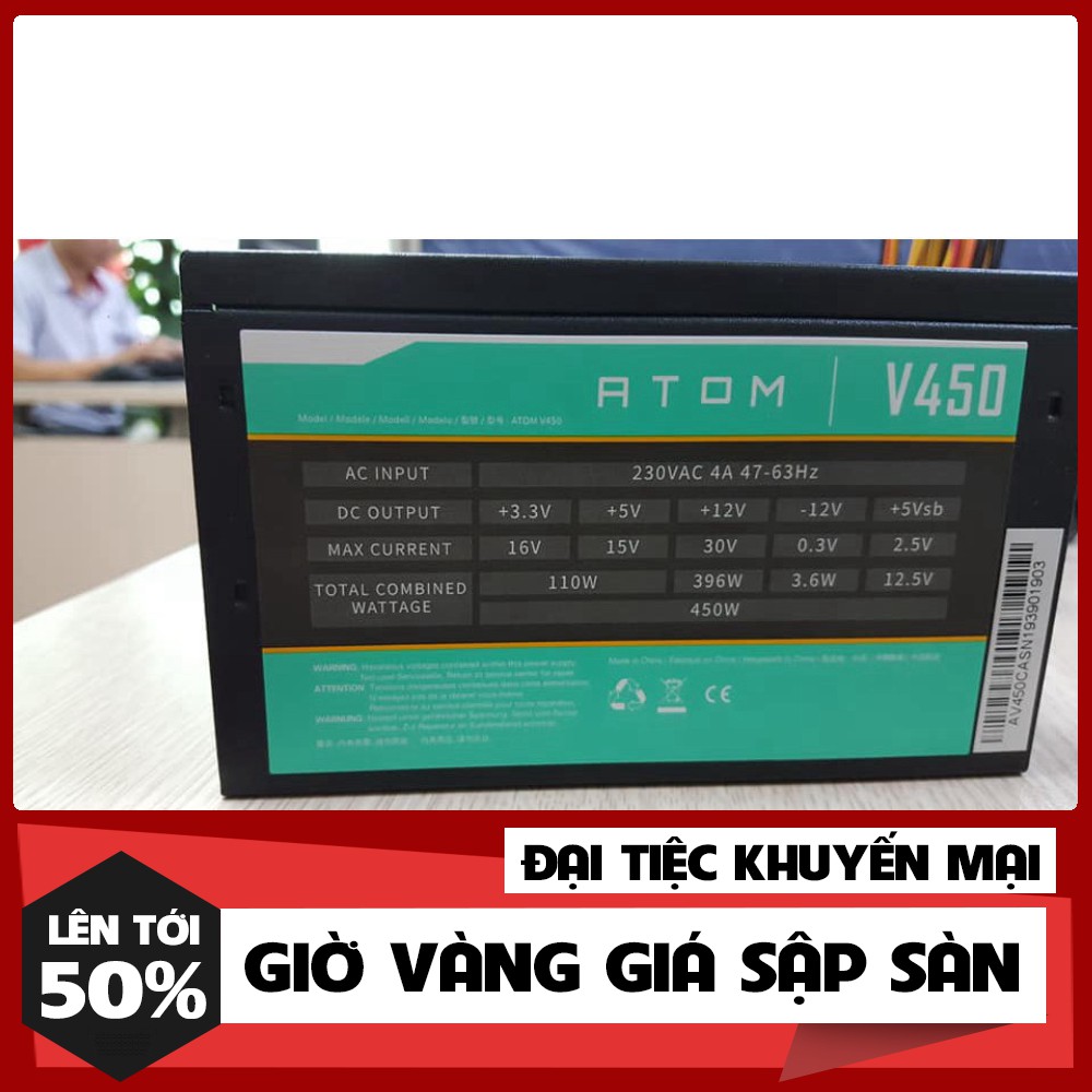 🍀 Nguồn Antec ATOM V450 - Công Suất Thực 450W - Hàng chính hãng 100%.