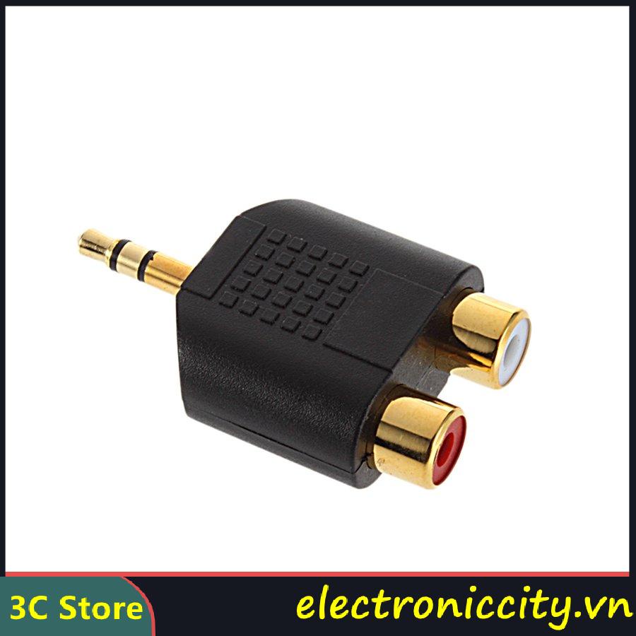 Bộ 3 đầu nối âm thanh mạ vàng 3.5mm sang 2RCA
