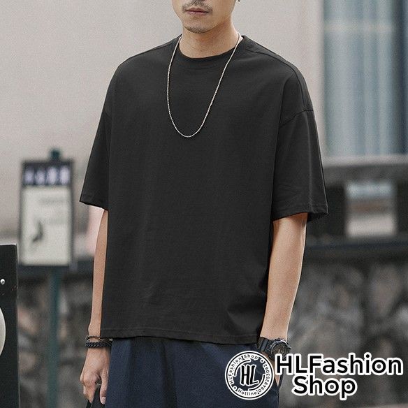Áo thun trơn tay lỡ 8 màu form rộng, áo nam HLFashion