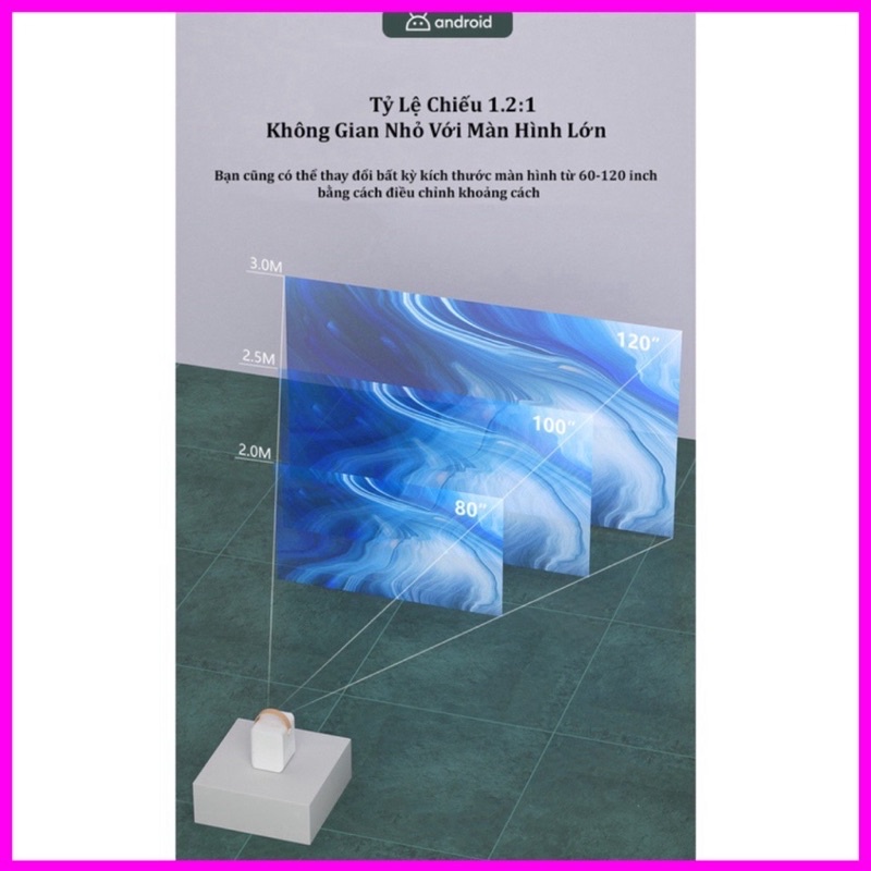 Máy Chiếu Phim H3pro full HD Android 9.0 Độ Sáng Lên Tới 3000Lumens