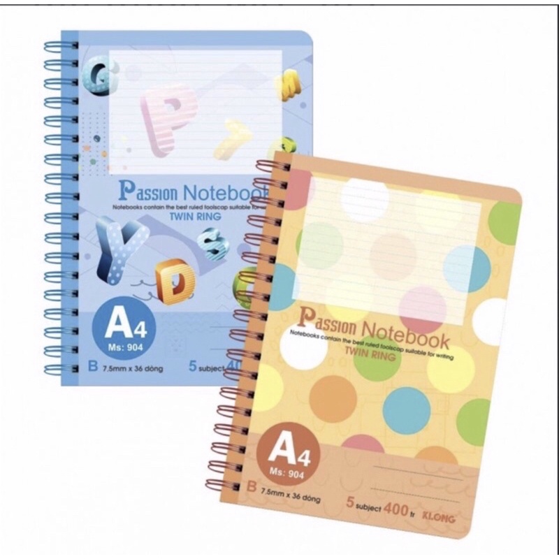 Sổ A4 Klong lò xo kép Bìa Nhựa Cao Cấp 260/320/400 trang