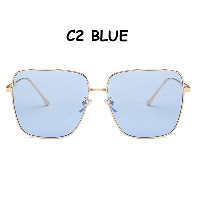 Kính Mát Gọng Kim Loại Hình Vuông Phong Cách Hàn Quốc Cho Nam Và Nữ