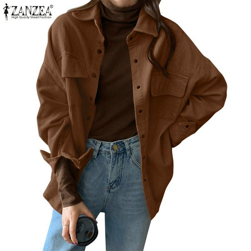 Sơ mi nhung tăm form rộng 2 túi unisex