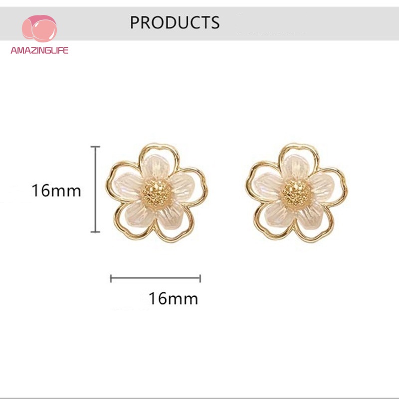 Khuyên Tai Hình Hoa Đính Đá Zircon Lấp Lánh Phong Cách Hàn Quốc Cho Nữ