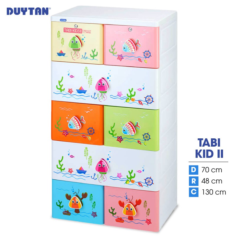 Tủ nhựa Duy Tân TABI KID II 5 tầng 8 ngăn - Nhiều hoa văn