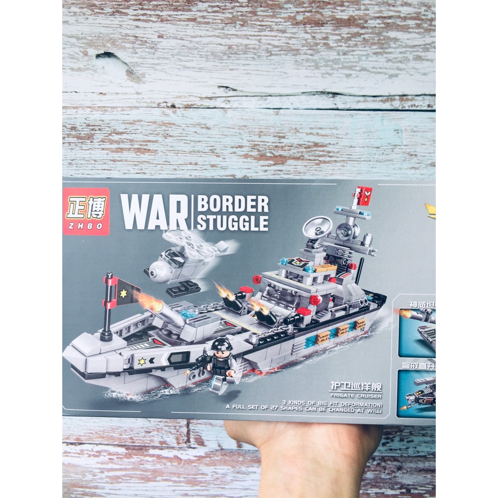 Bộ lắp ghép Lego tàu war border stuggle 8 in 1 với 665 chi tiết