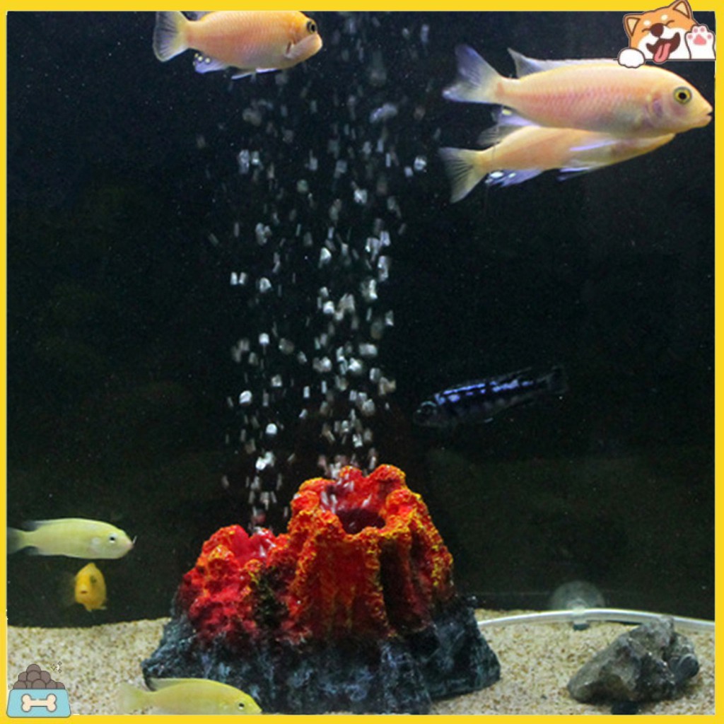 Mô hình núi lửa sủi bọt khí dùng cho trang trí bể cá cảnh độc đáo